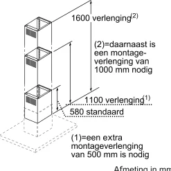 DHZ1256 Schachtverlenging 1600 mm Roestvrij staal