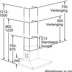 DHZ1234 Schachtverlenging 750 mm Roestvrij staal