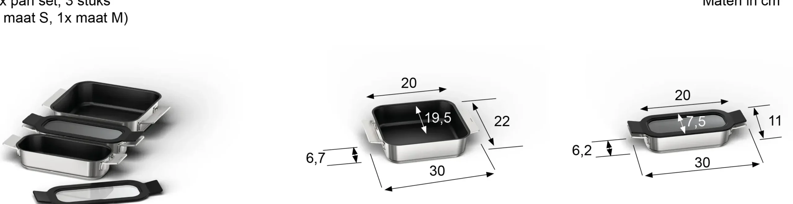 HEZ9FF030 Pannenset 3 stuks