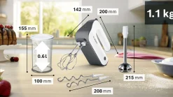 MFQ49700 Handmixer MFQ4 850 W Wit, Donker zilver