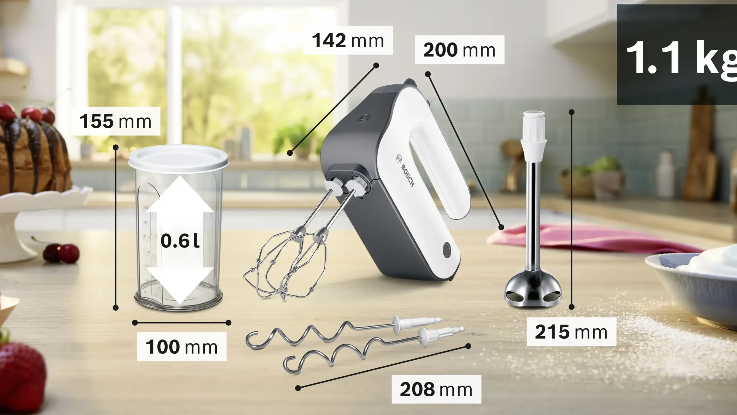 MFQ49700 Handmixer MFQ4 850 W Wit, Donker zilver