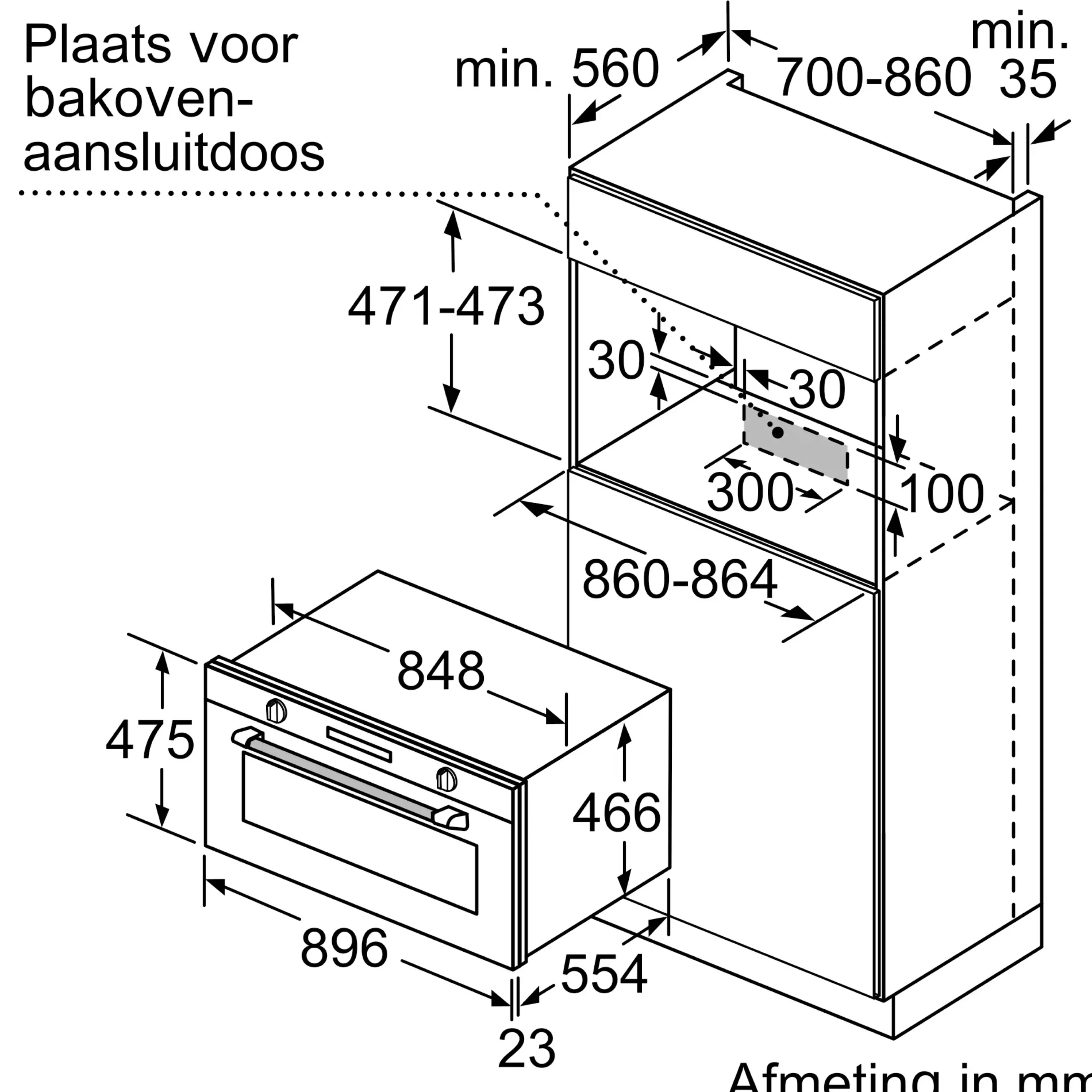 Serie 6 Bakoven 90 x 48 cm RVS