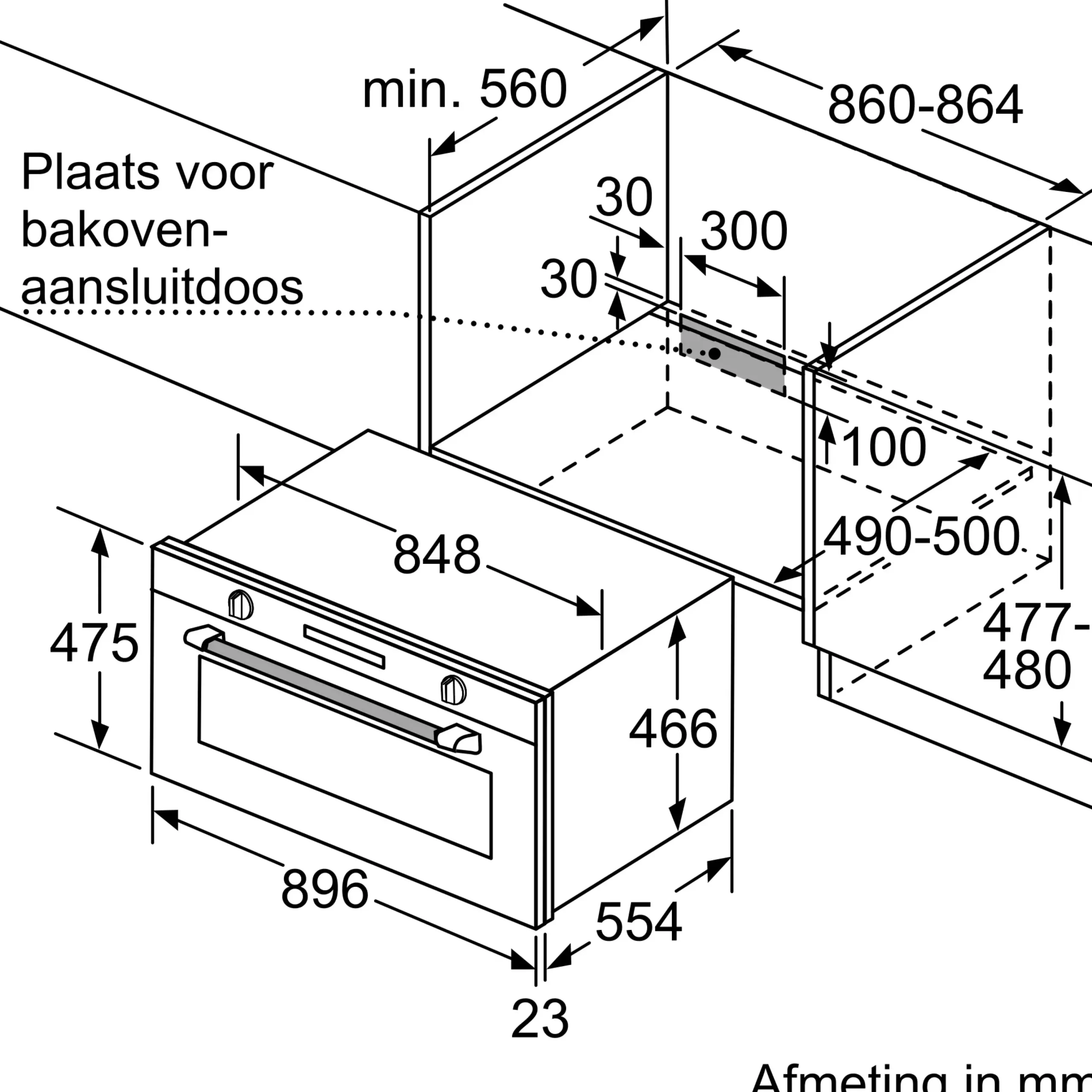 Serie 6 Bakoven 90 x 48 cm RVS