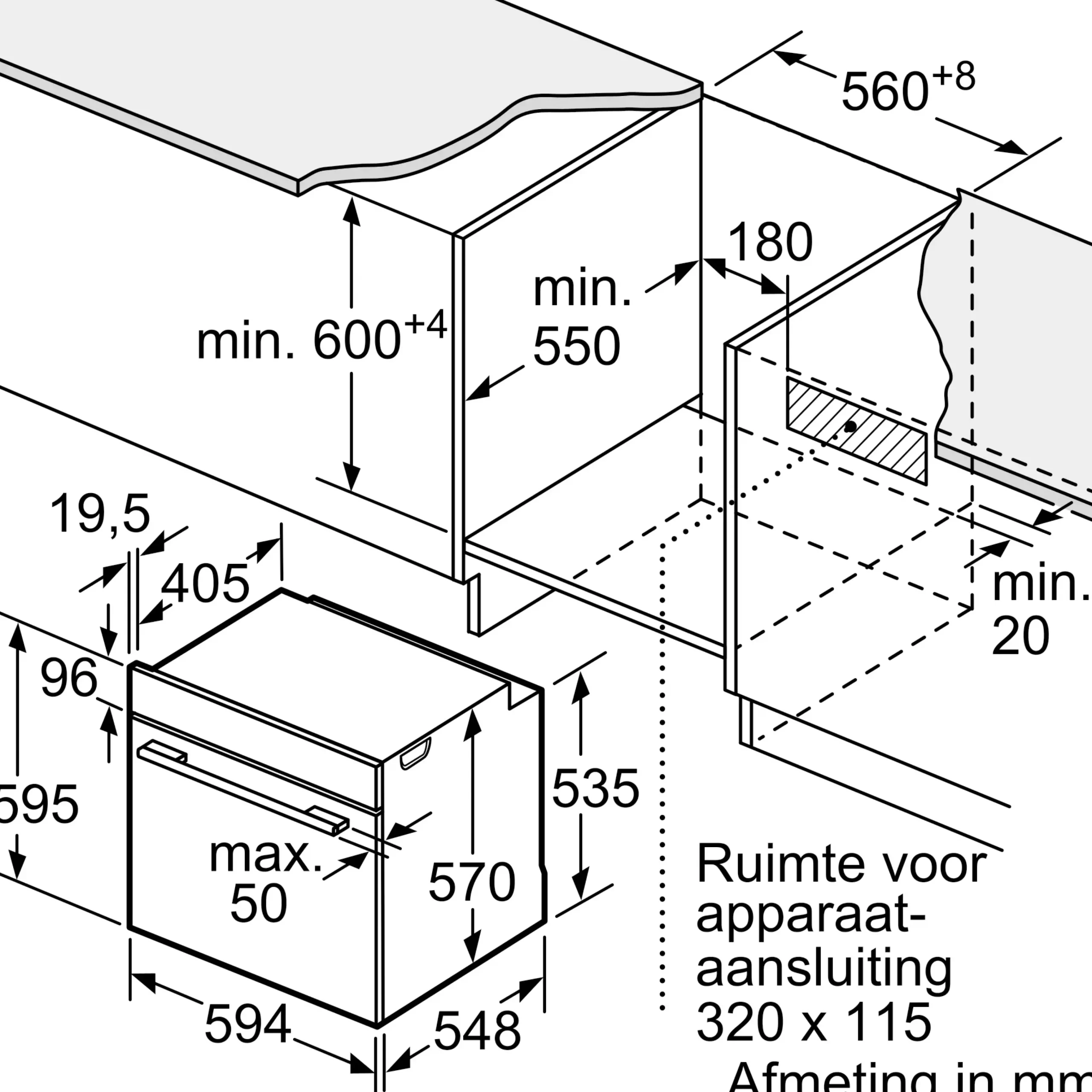Serie 2 Bakoven 60 x 60 cm Zwart