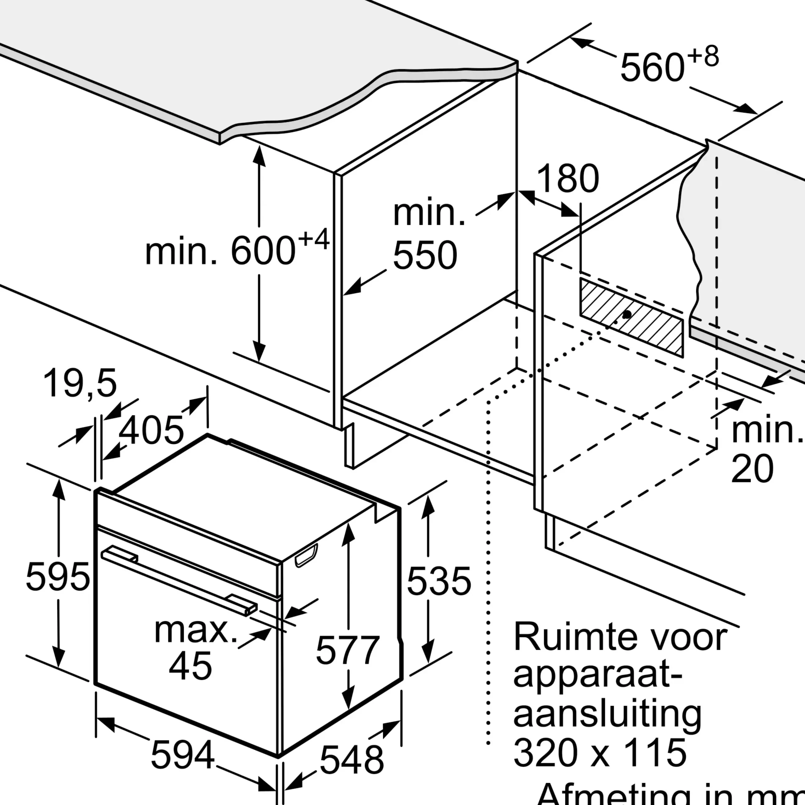 Serie 8 Bakoven 60 x 60 cm Zwart