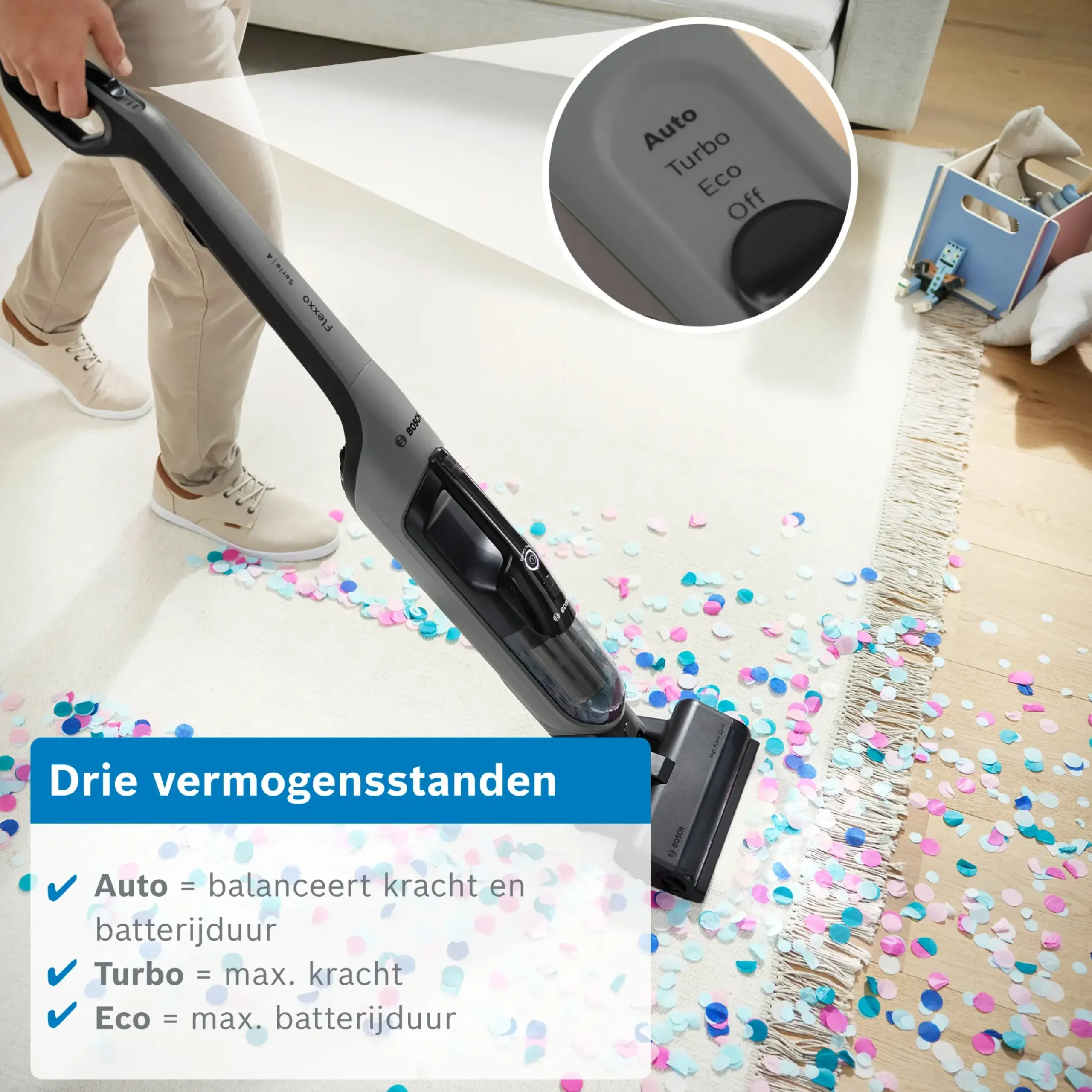 Serie 4 Draadloze steelstofzuiger Flexxo 28 Vmax Grijs