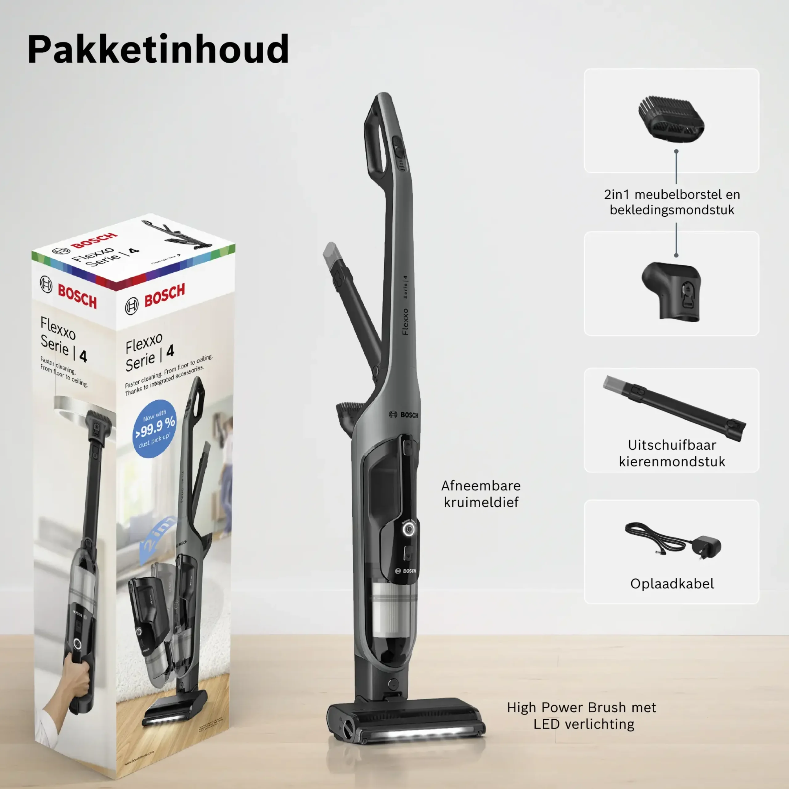 Serie 4 Draadloze steelstofzuiger Flexxo 28 Vmax Grijs