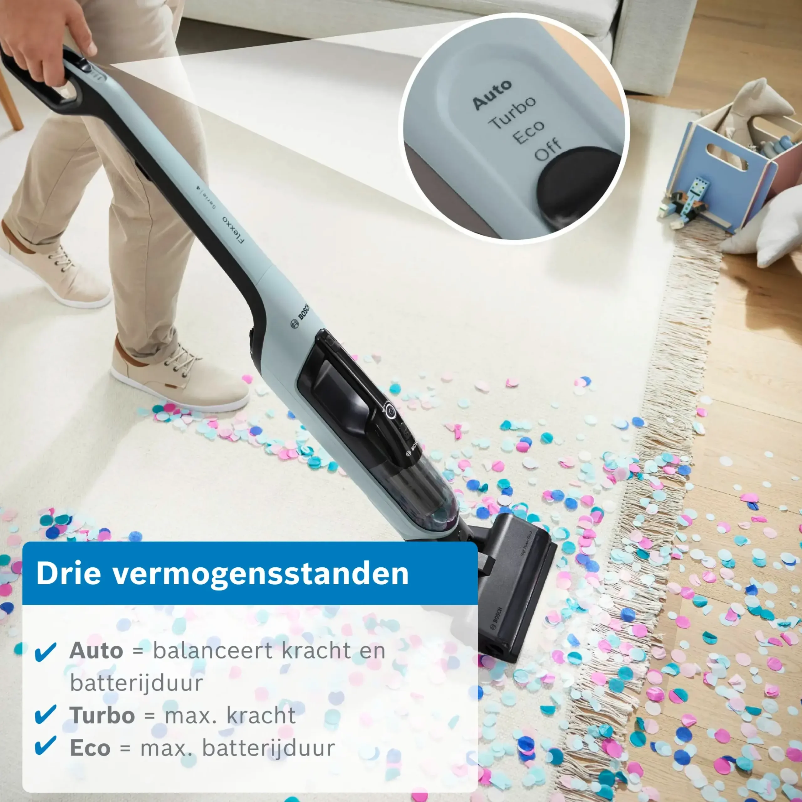 Serie 4 Draadloze steelstofzuiger Flexxo 28 Vmax Blauw