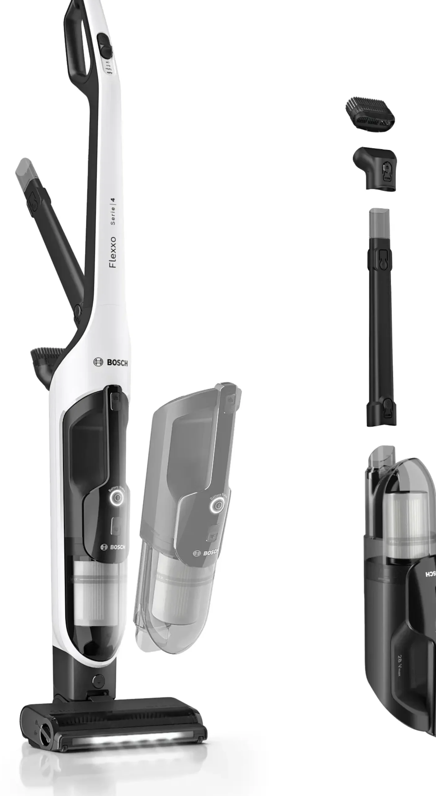 Serie 4 Draadloze steelstofzuiger Flexxo 28 Vmax Wit