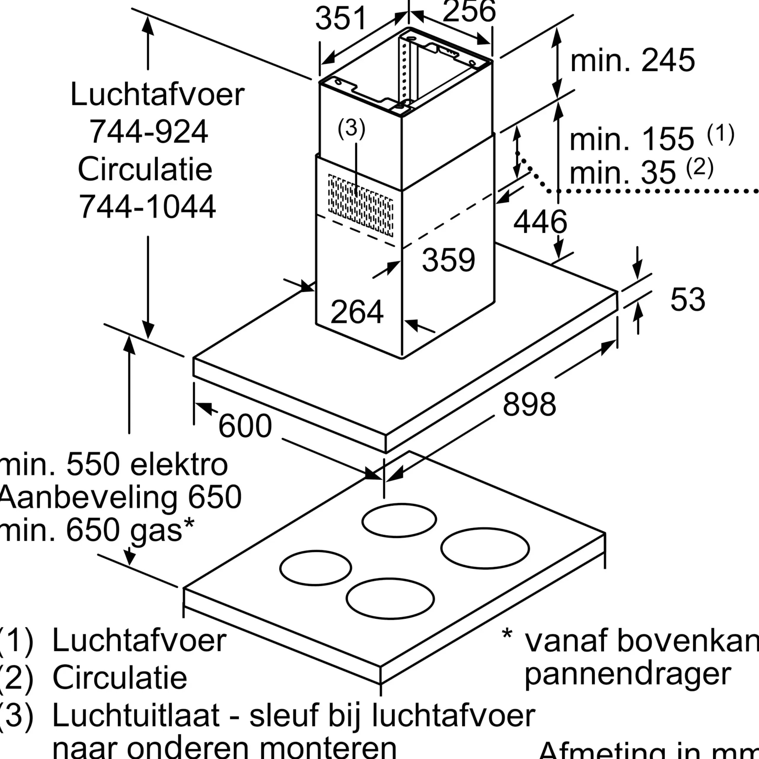 Serie 4 Eilandschouwkap 90 cm Roestvrij staal