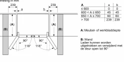 Serie 6 French Door koel-vriescombinatie, 4 deuren 183 x 90.5 cm Roestvrij staal