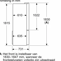 Serie 4 French Door koel-vriescombinatie, 4 deuren 183 x 90.5 cm Roestvrij staal