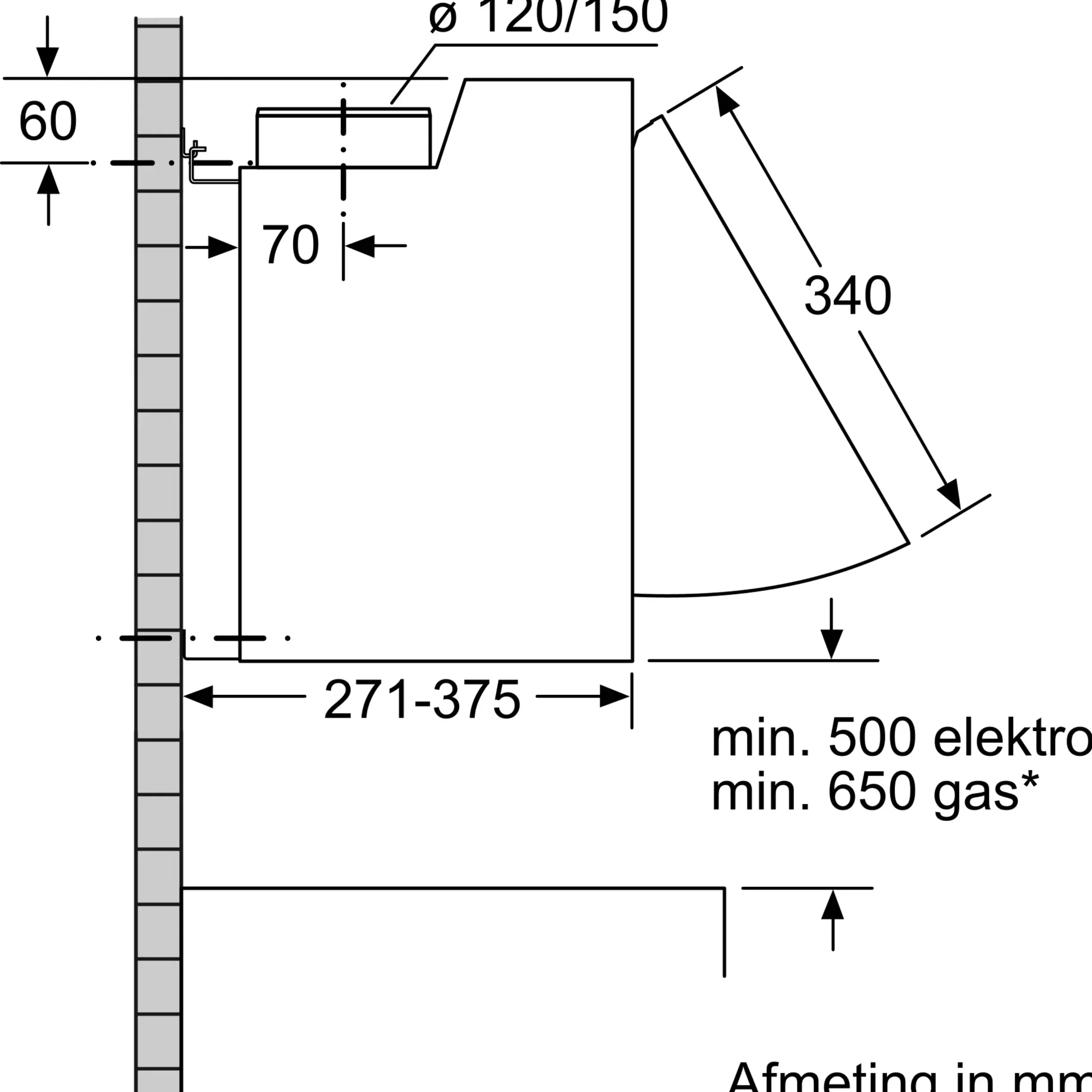 Serie 2 Geïntegreerde afzuigkap 60 cm Zilver