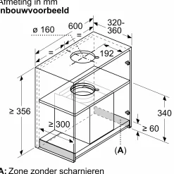 Serie 2 Geïntegreerde blokdesign schouwkap 60 cm Matzwart