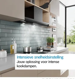 Serie 8 Geïntegreerde blokdesign schouwkap 90 cm zwart glas, Matzwart