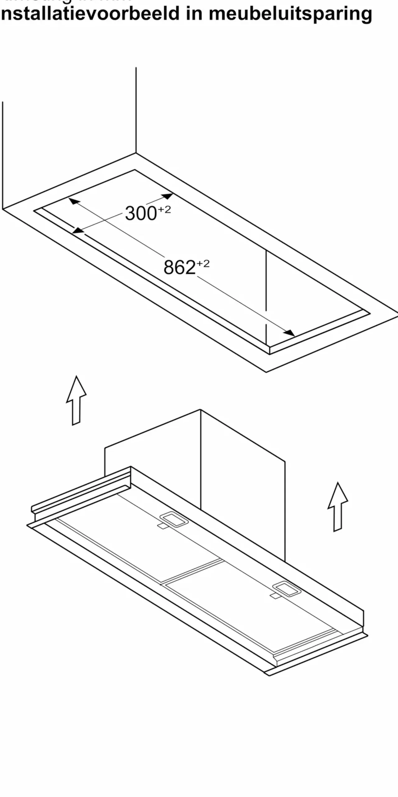 Serie 8 Geïntegreerde blokdesign schouwkap 90 cm zwart glas, Matzwart
