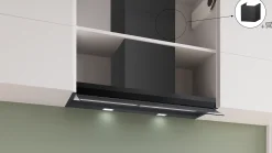 Serie 8 Geïntegreerde blokdesign schouwkap 90 cm zwart glas, Matzwart