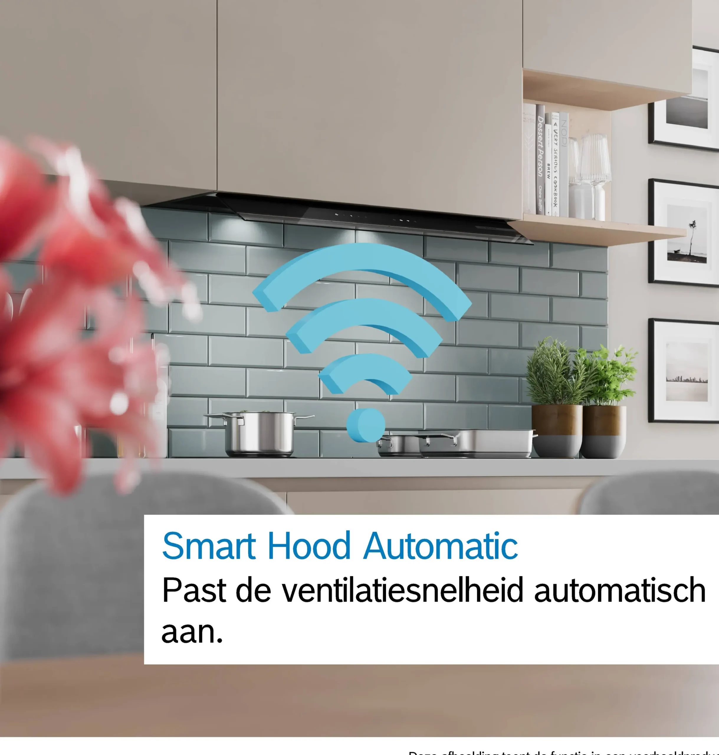 Serie 6 Geïntegreerde blokdesign schouwkap 90 cm zwart glas, Matzwart