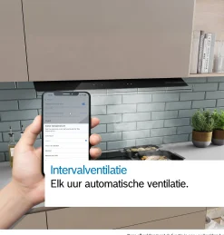 Serie 6 Geïntegreerde blokdesign schouwkap 90 cm zwart glas, Matzwart