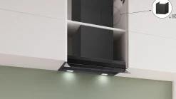 Serie 6 Geïntegreerde blokdesign schouwkap 60 cm zwart glas, Matzwart
