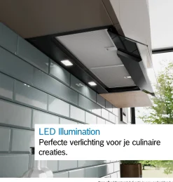 Serie 6 Geïntegreerde blokdesign schouwkap 60 cm zwart glas, Matzwart