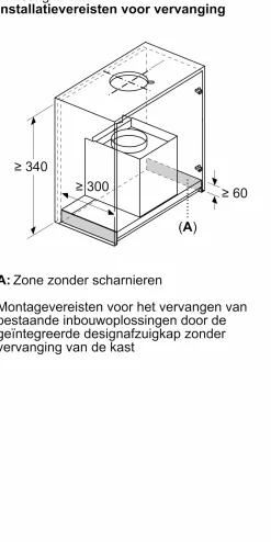 Serie 4 Geïntegreerde blokdesign schouwkap 80 cm helder glas, Matzwart