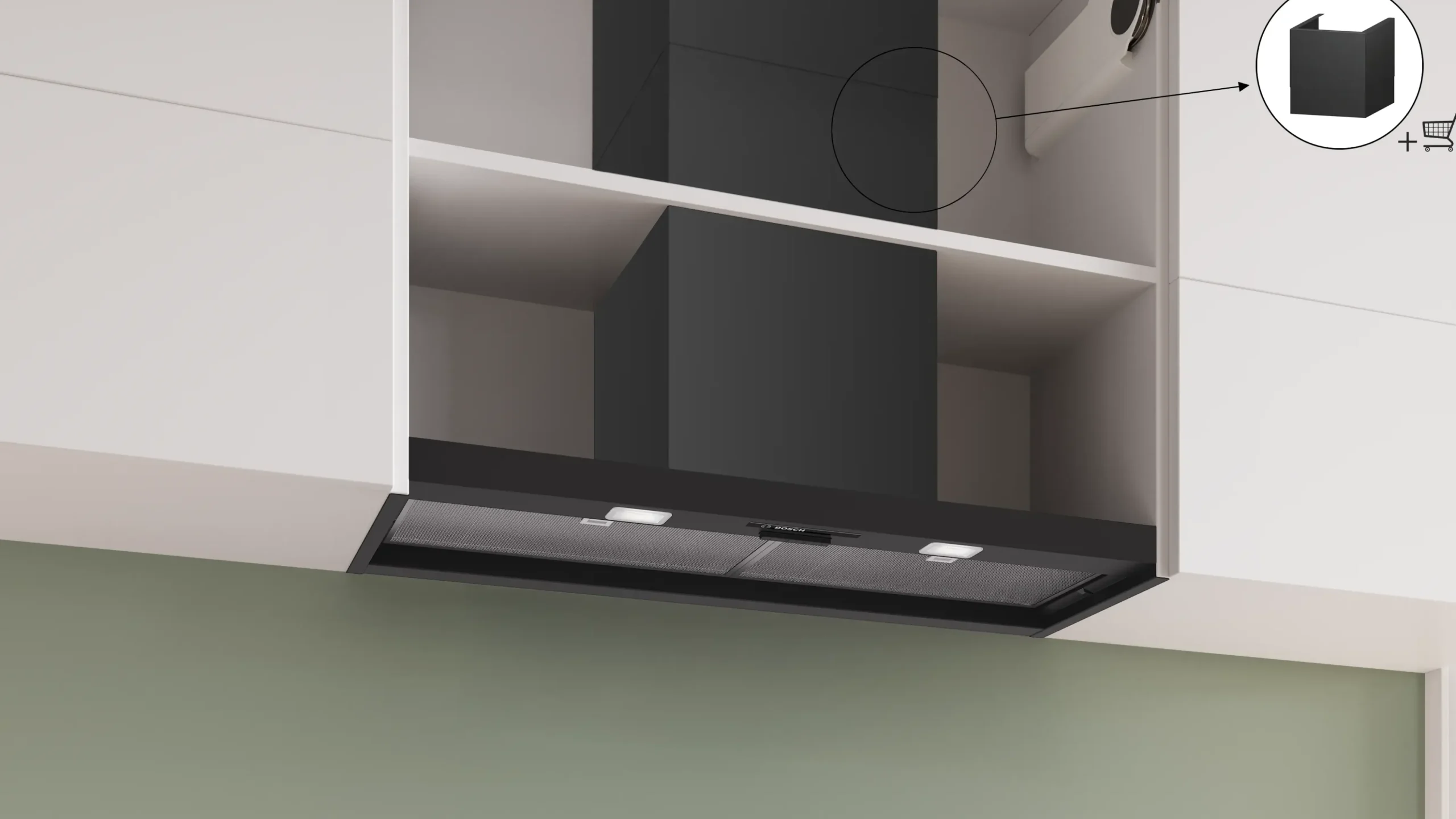 Serie 2 Geïntegreerde blokdesign schouwkap 90 cm Matzwart