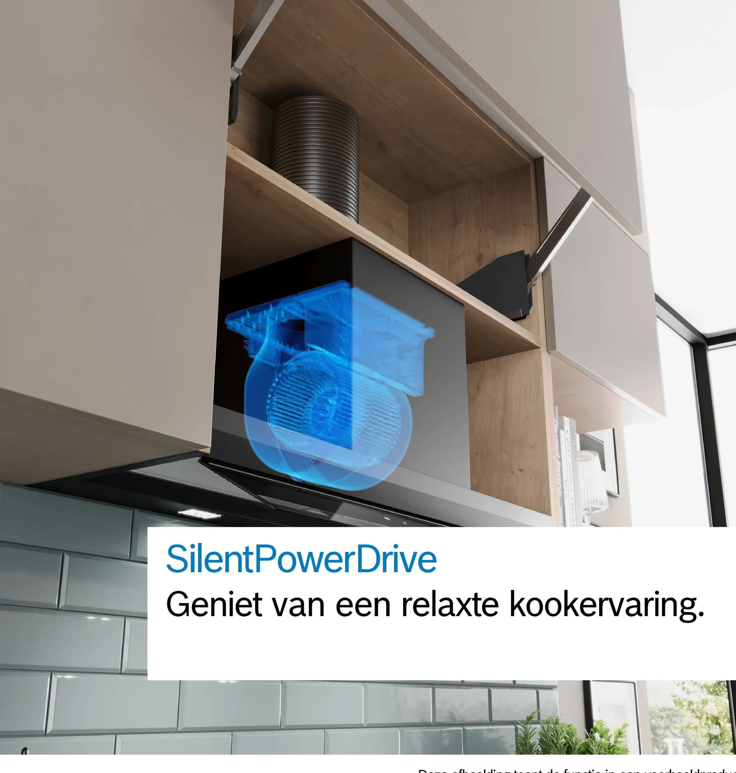 Serie 6 Geïntegreerde blokdesign schouwkap 60 cm zwart glas, Matzwart