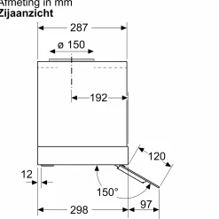 Serie 6 Geïntegreerde blokdesign schouwkap 60 cm zwart glas, Matzwart