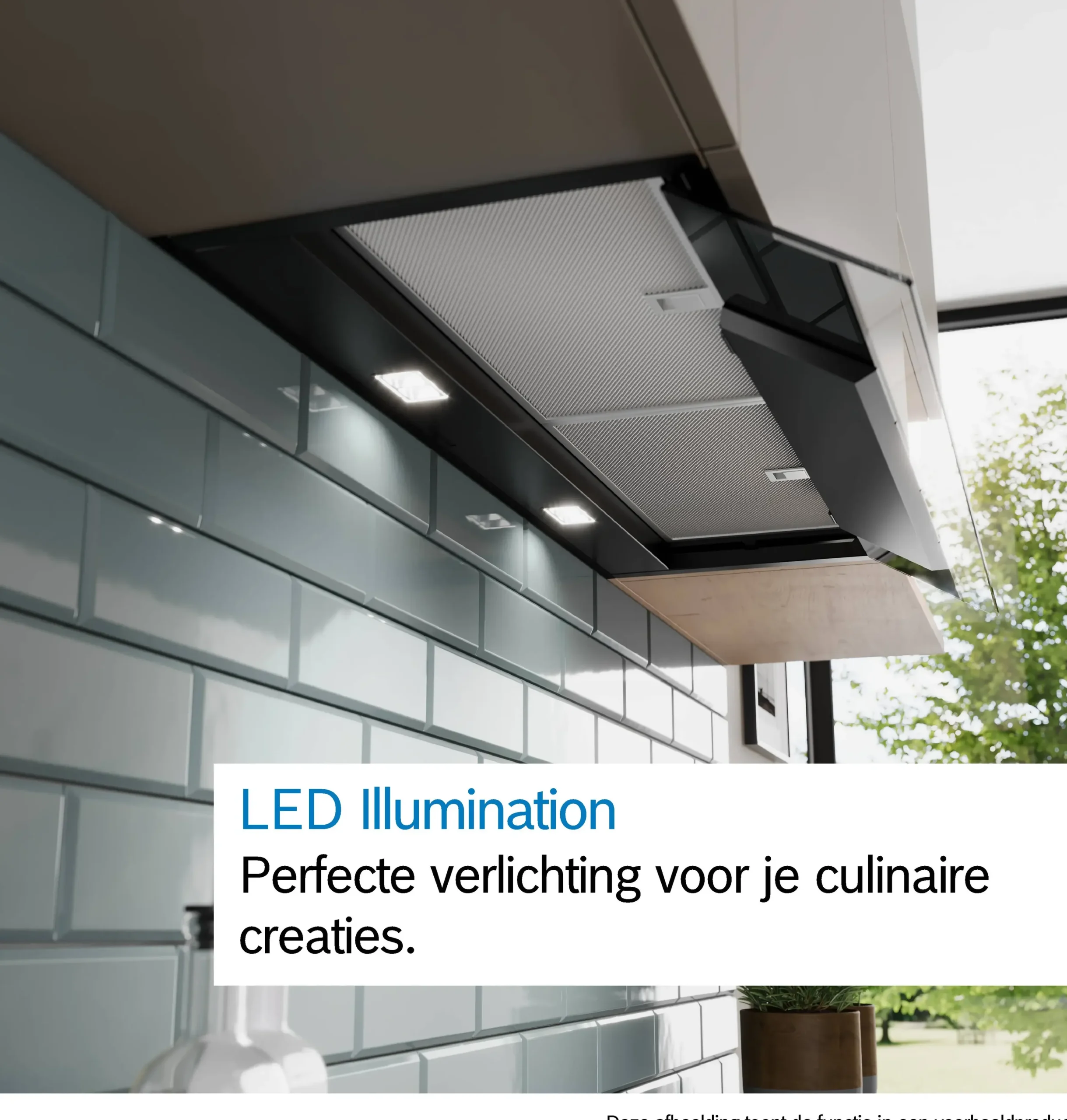 Serie 6 Geïntegreerde blokdesign schouwkap 60 cm zwart glas, Matzwart