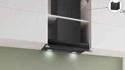 Serie 6 Geïntegreerde blokdesign schouwkap 60 cm zwart glas, Matzwart