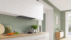 Serie 6 Geïntegreerde blokdesign schouwkap 90 cm zwart glas, Matzwart
