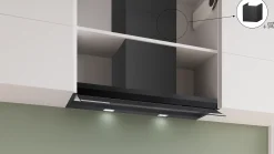 Serie 6 Geïntegreerde blokdesign schouwkap 90 cm zwart glas, Matzwart