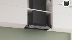 Serie 4 Geïntegreerde blokdesign schouwkap 60 cm helder glas, Matzwart