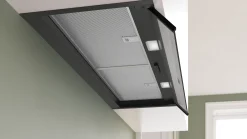 Serie 4 Geïntegreerde blokdesign schouwkap 90 cm helder glas, Matzwart