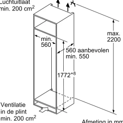 Serie 4 Inbouw koelkast met vriesvak 177.2 x 54.1 cm Vlakscharnier