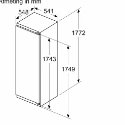 Serie 4 Inbouw koelkast 177.2 x 54.1 cm Vlakscharnier
