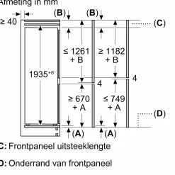 Serie 2 Inbouw koel-vriescombinatie 193.5 x 54.1 cm Sleepdeur