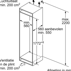 Serie 2 Inbouw koel-vriescombinatie 177.2 x 54.1 cm Sleepdeur