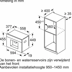 Serie 8 Inbouw koffie volautomaat Zwart