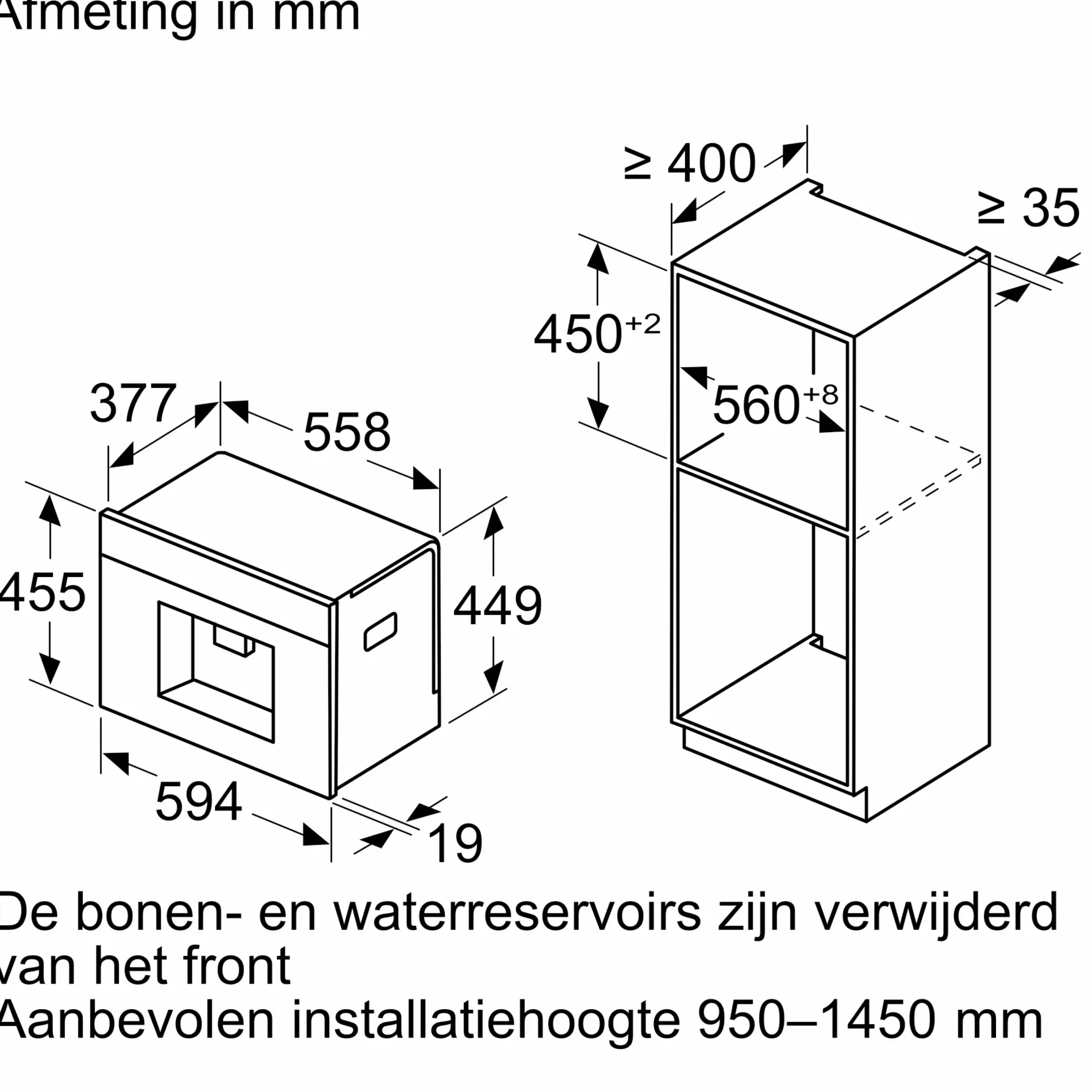 Serie 8 Inbouw koffie volautomaat Zwart