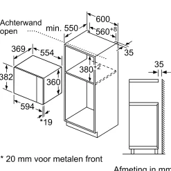 Serie 4 Inbouwmagnetron met grill Zwart