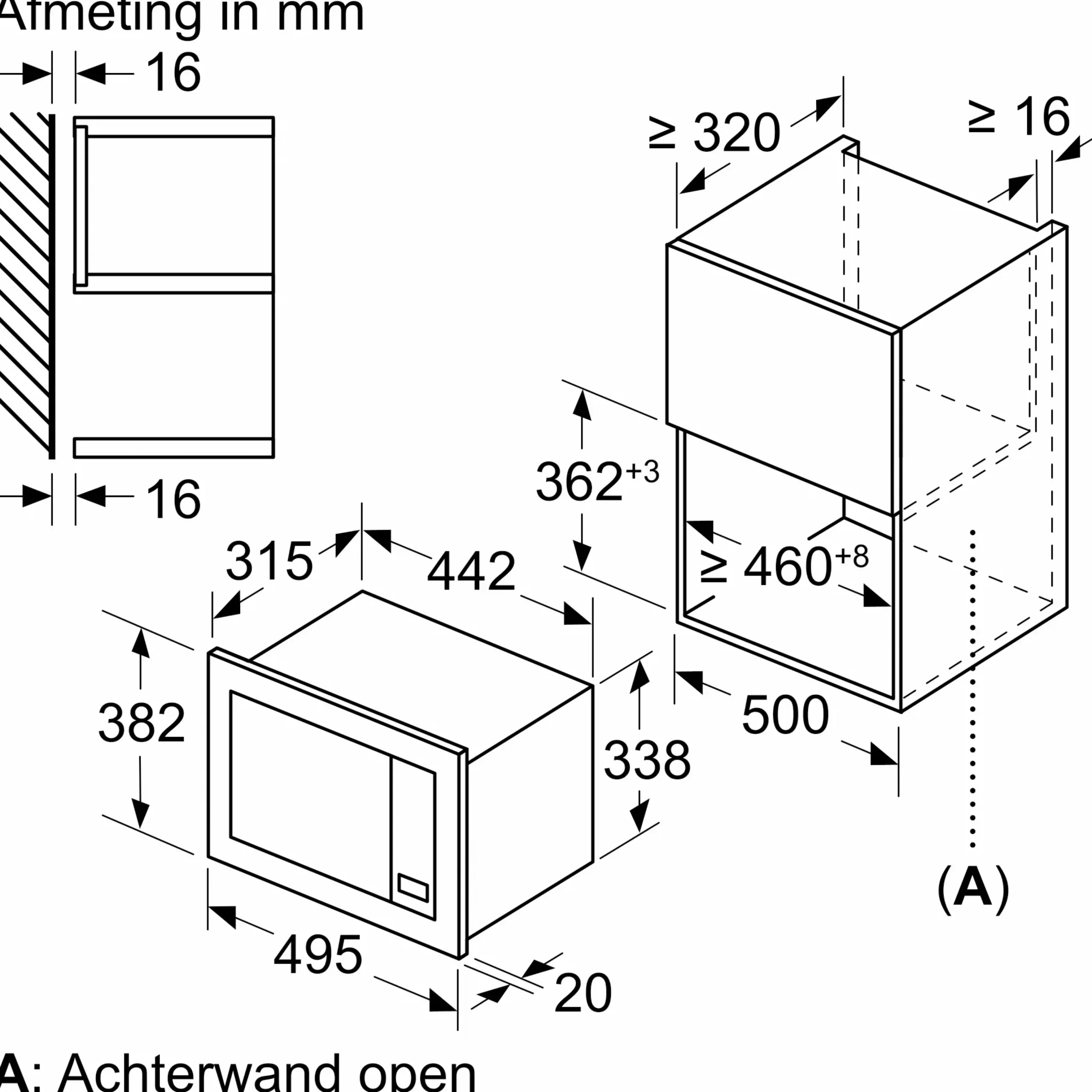 Serie 2 Inbouwmagnetron Zwart