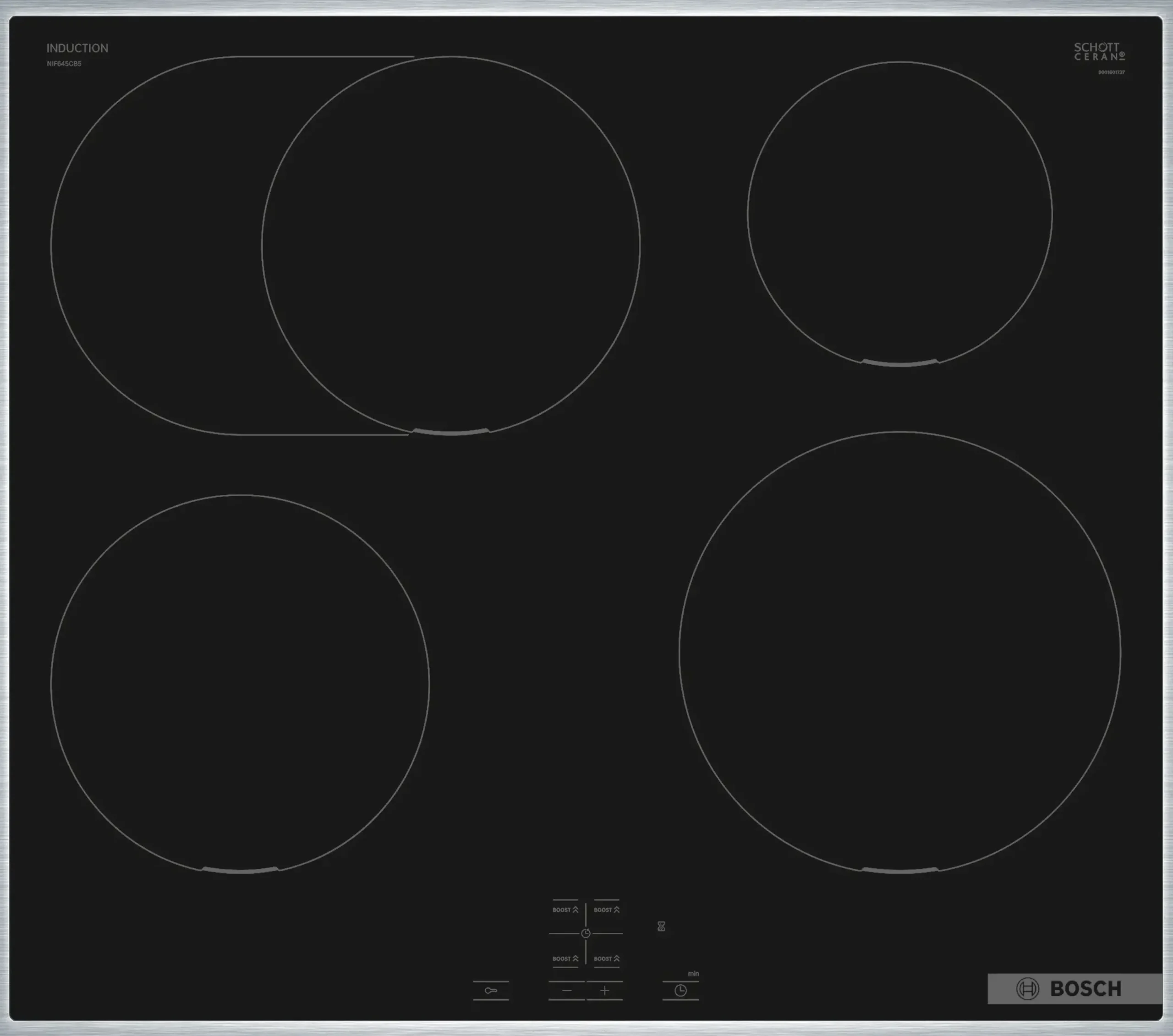 Serie 4 Inductiekookplaat 60 cm bediening uitsluitend op bijpassende oven, opbouwmontage met rand