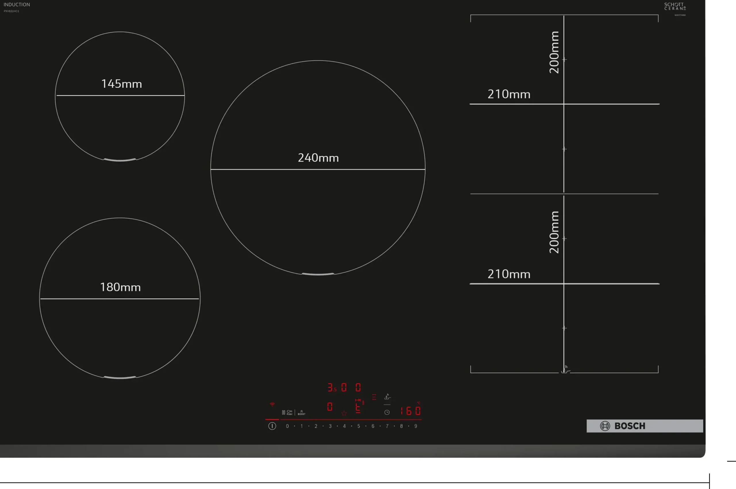 Serie 6 Inductiekookplaat 80 cm opbouwmontage zonder rand