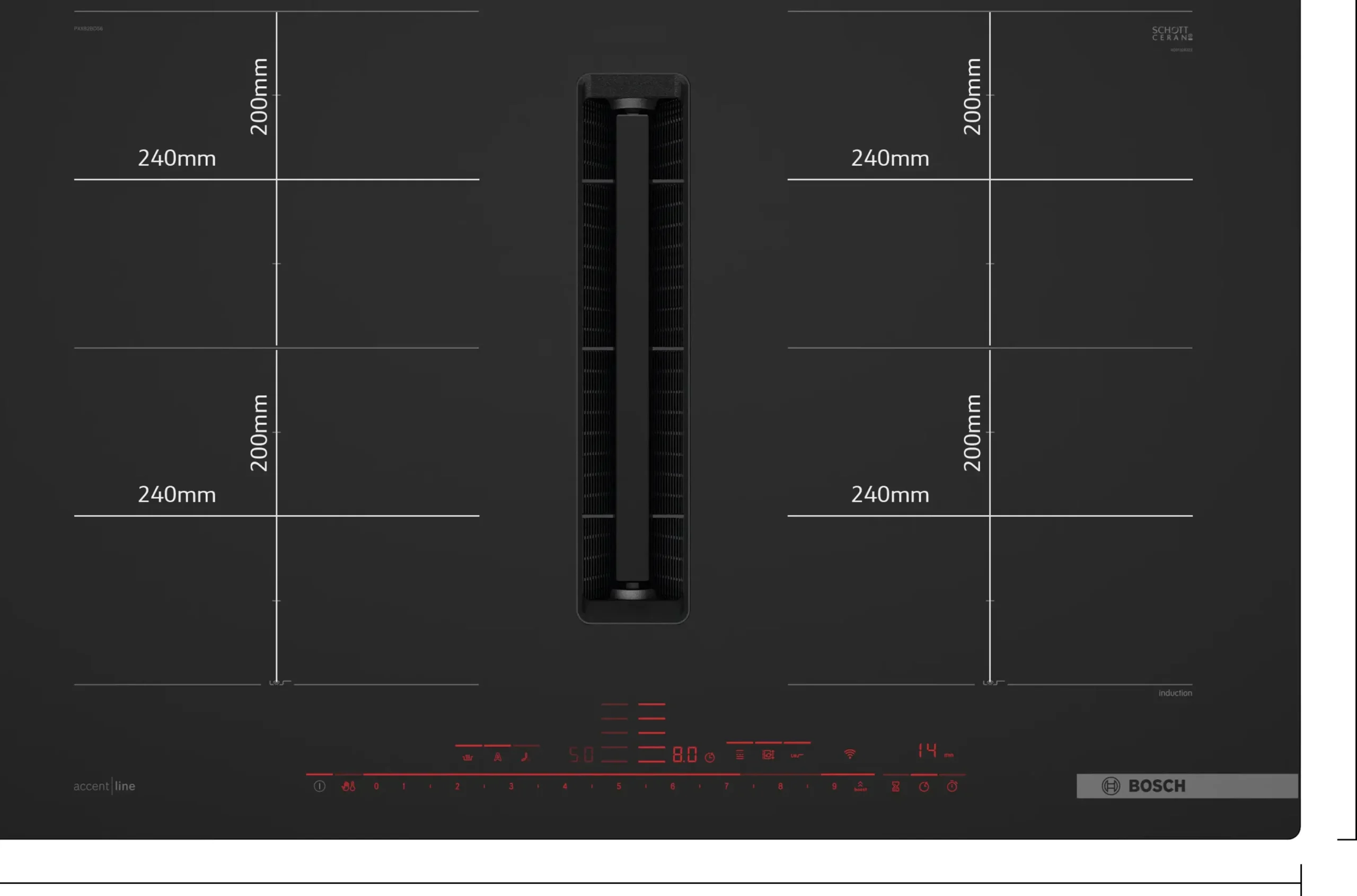 Serie 8 Inductiekookplaat met afzuiging 80 cm