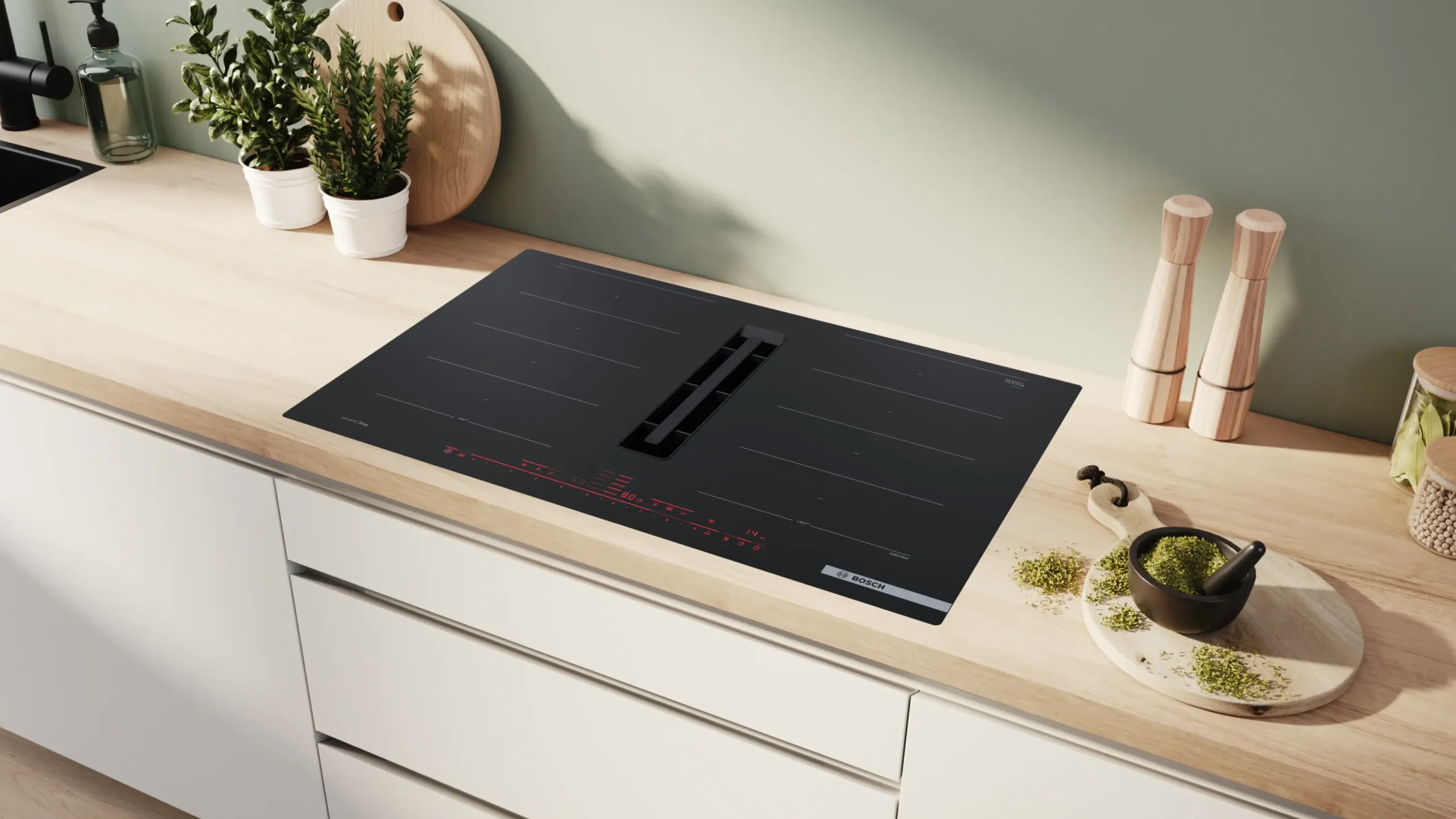 Serie 8 Inductiekookplaat met afzuiging 80 cm
