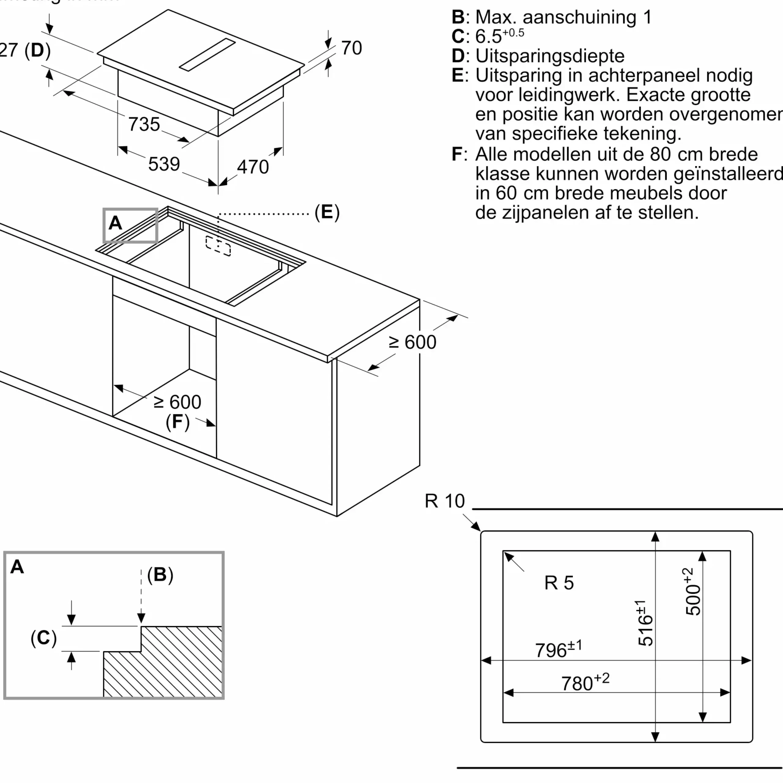 Serie 8 Inductiekookplaat met afzuiging 80 cm