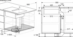 Serie 6 Inductiekookplaat met afzuiging 60 cm opbouwmontage met rand