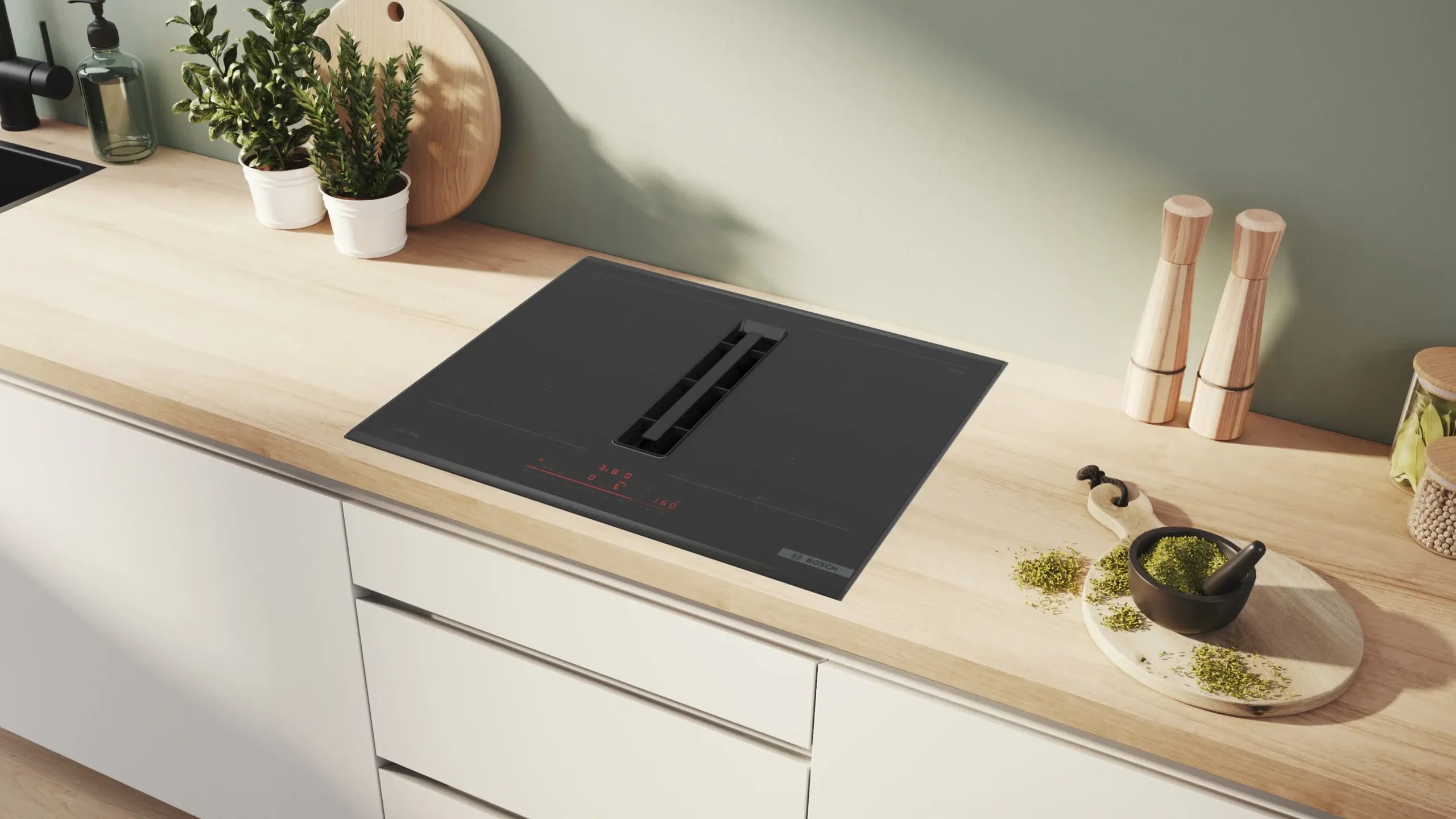 Serie 6 Inductiekookplaat met afzuiging 60 cm opbouwmontage met rand